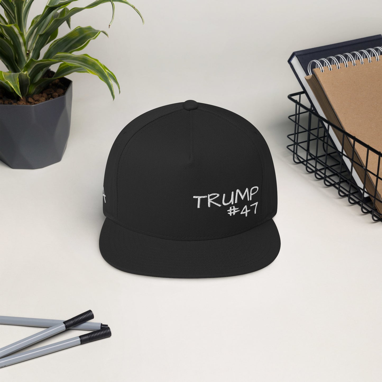 TRUMP #47 Flat Bill Cap BLACK Small Print